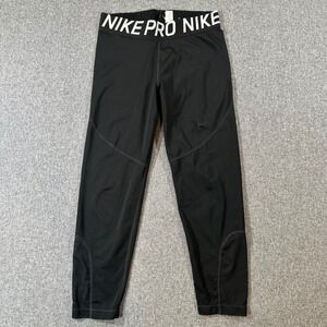 Nike Pro Womens Capri Leggings Black Dri-FIT Training Gym Tights Size L AO9972